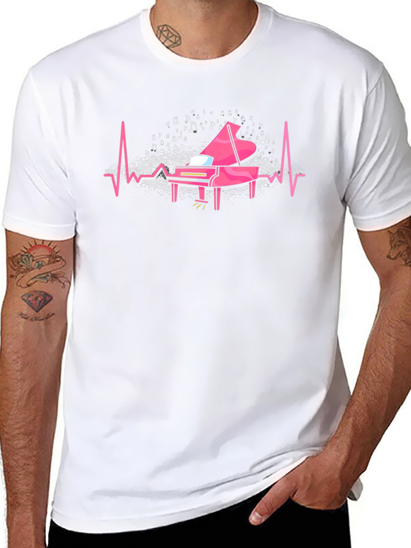 Piano Heartbeat T-Shirt - Music Lover Tee