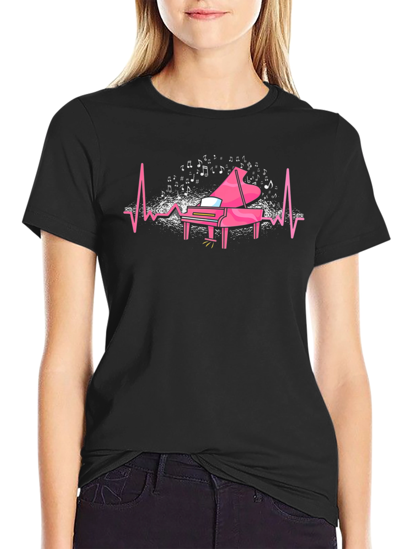 Piano Heartbeat T-Shirt - Music Lover Tee