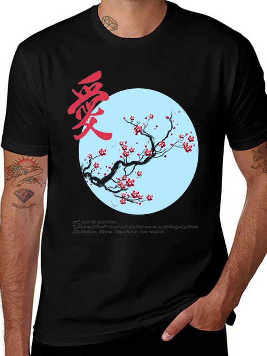 Artistic Black T-Shirt with Floral Design