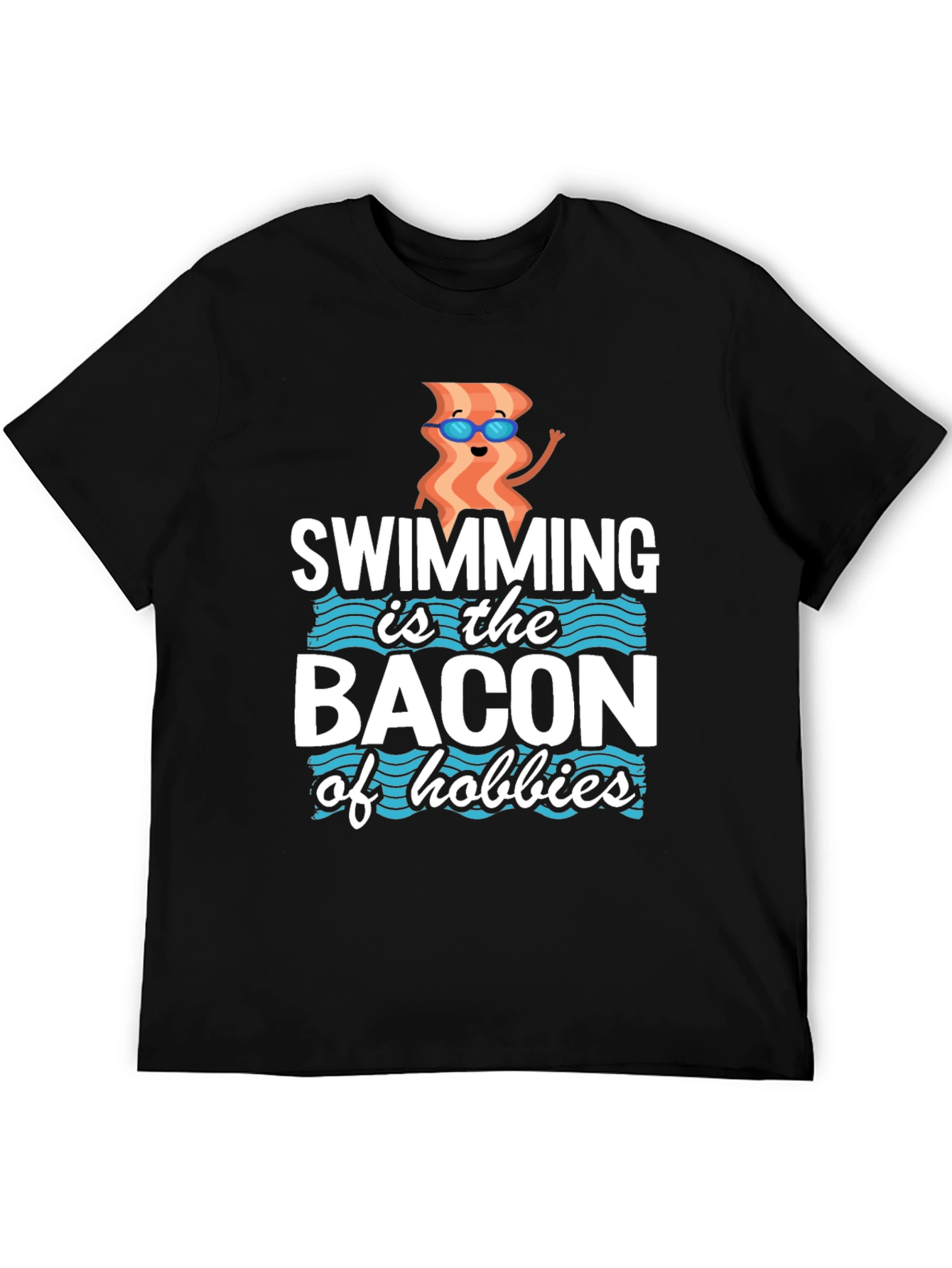 Swimming Bacon Hobbies Graphic Tee - Black