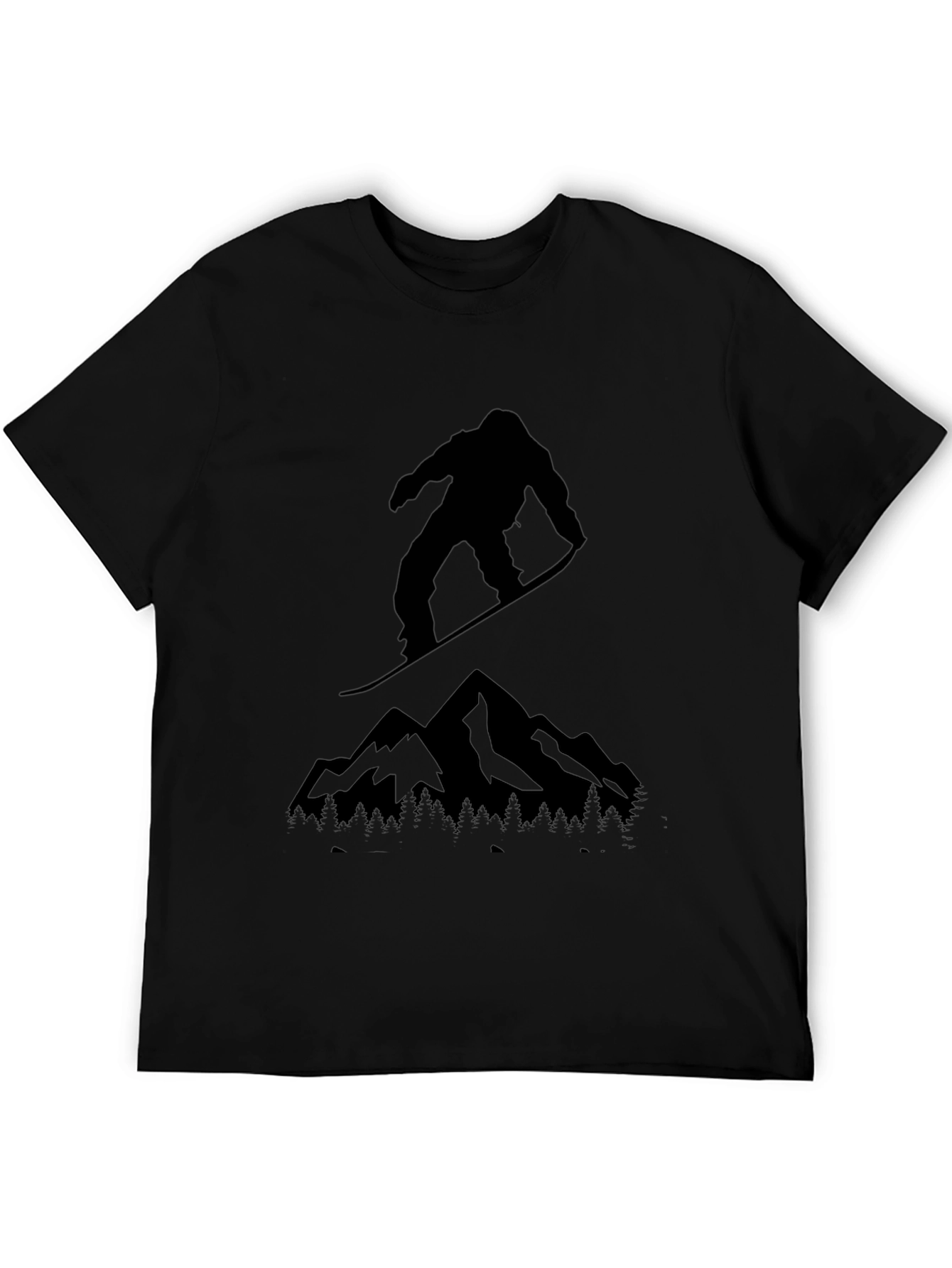 Snowboarder & Mountain Graphic Tee - Black