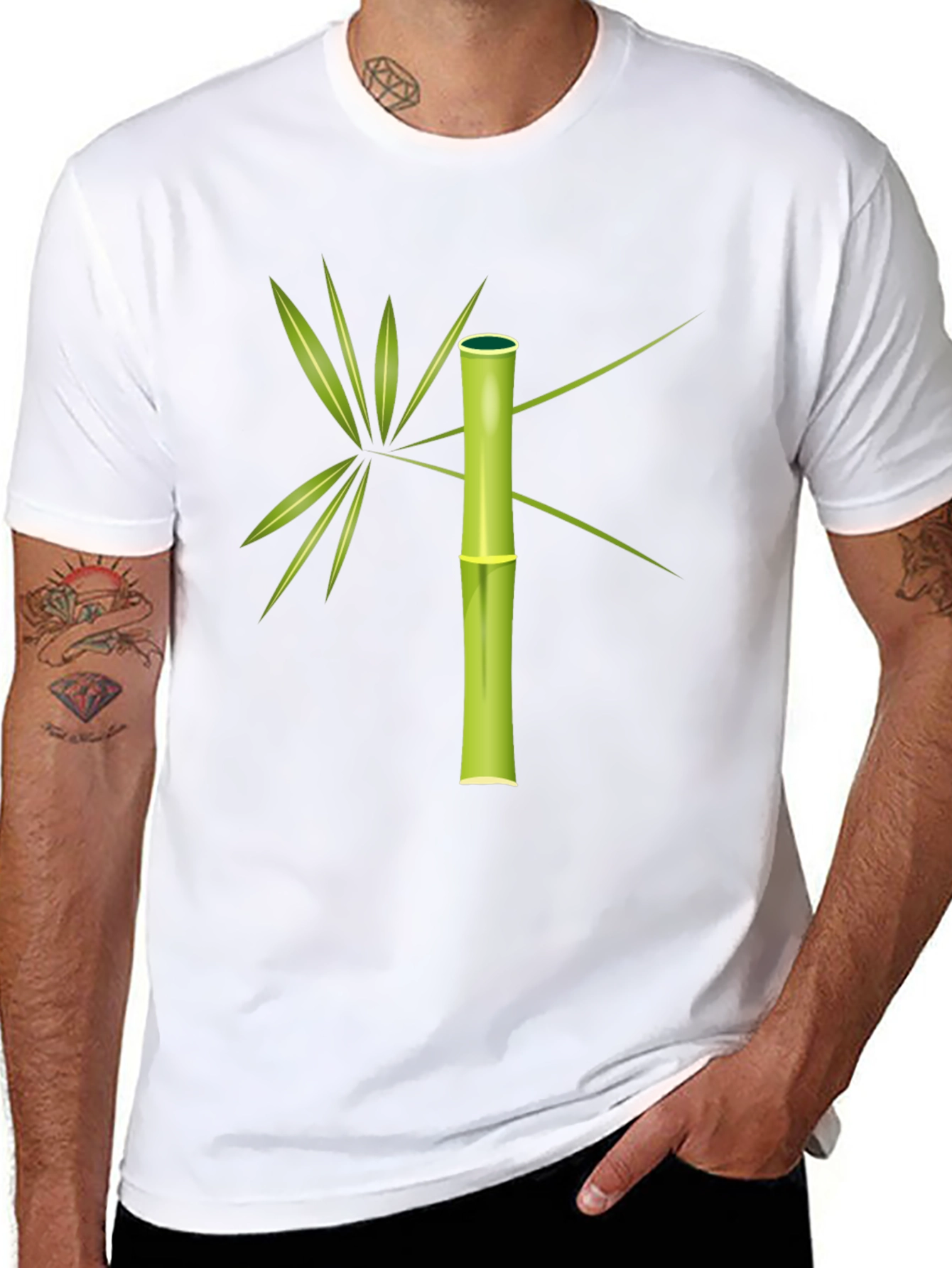 Bamboo Graphic Tee - Stylish Mens Black T-Shirt