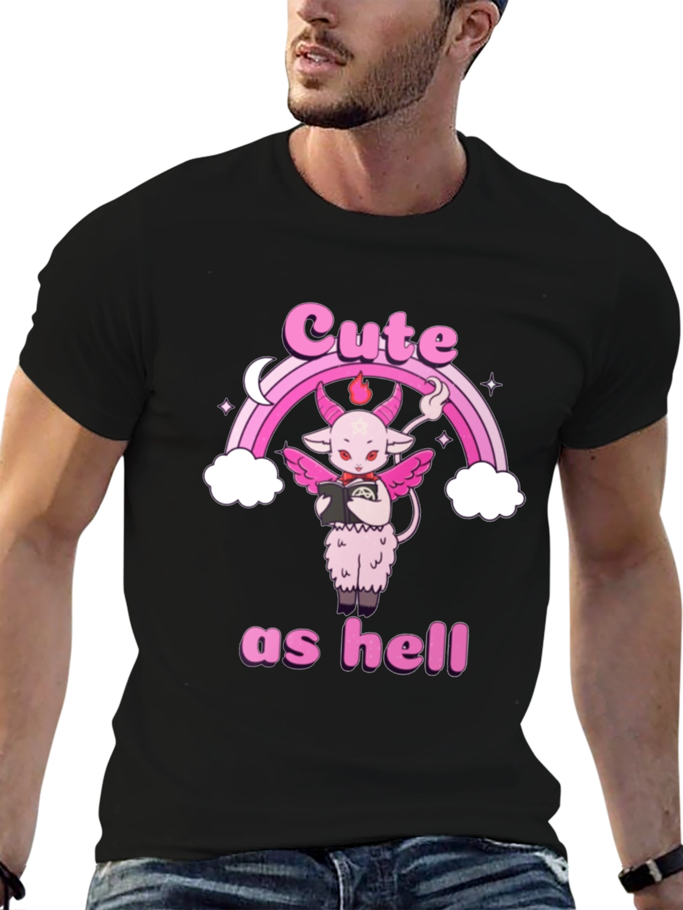 Cute as Hell Baphomet Graphic Tee - Goth Style