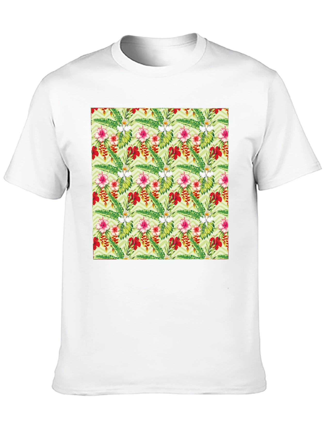 Tropical Floral Print Black T-Shirt