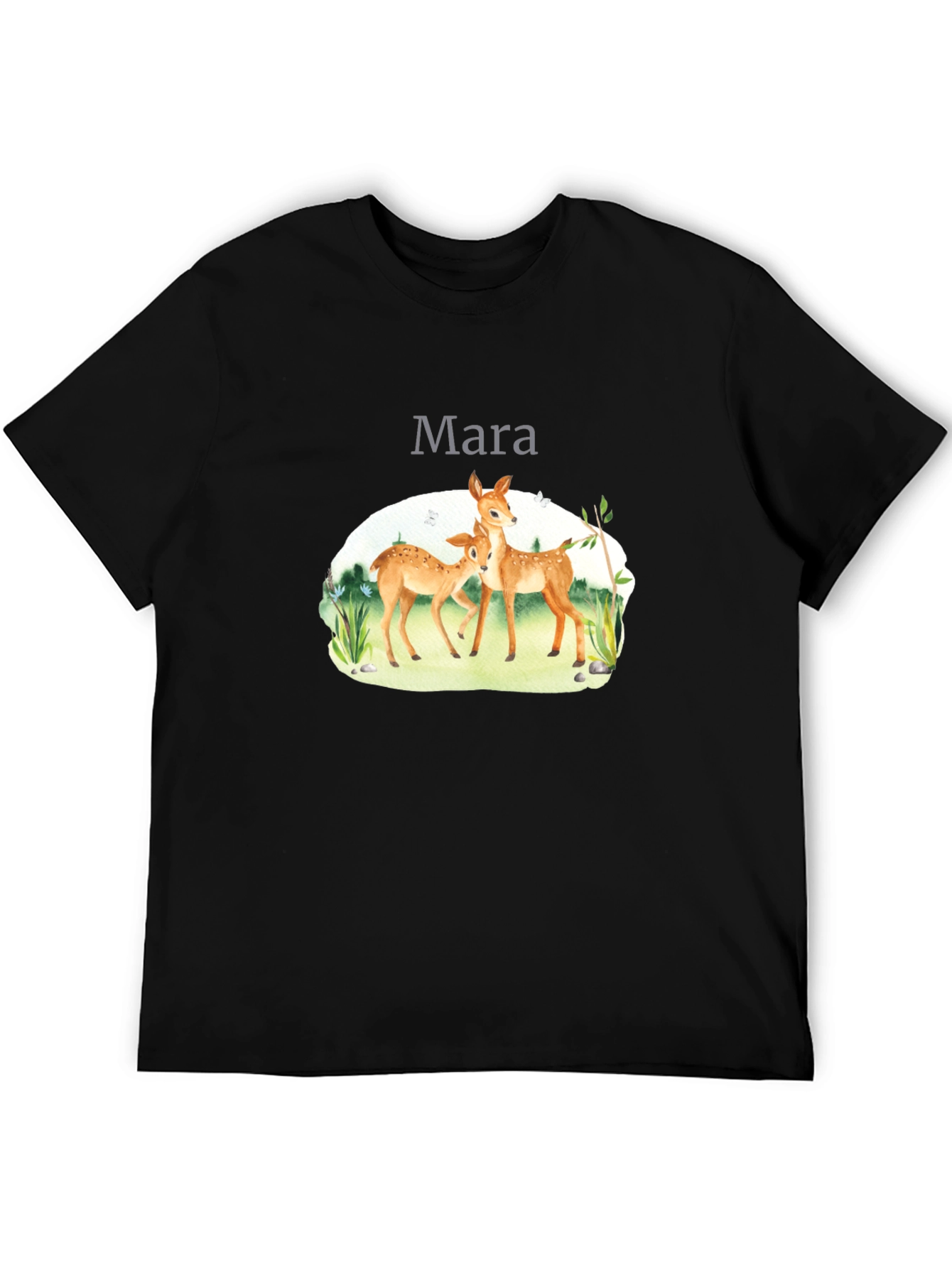 Mara Deer Graphic Tee - Black Cotton Comfort