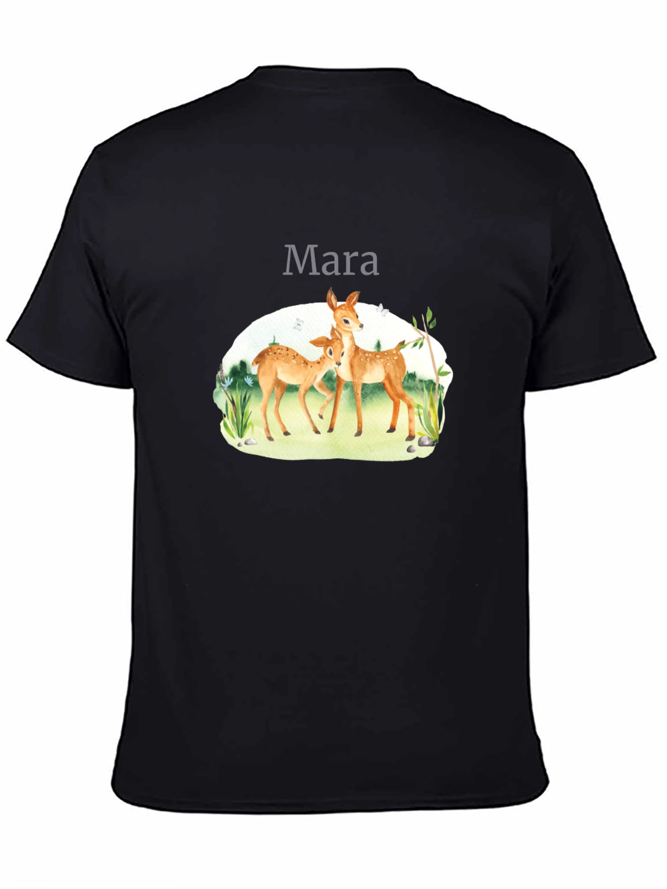 Mara Deer Graphic Tee - Black Cotton Comfort