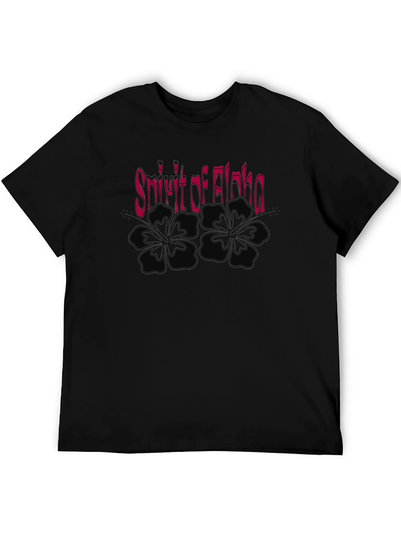 Spirit of Aloha Black T-Shirt with Hibiscus
