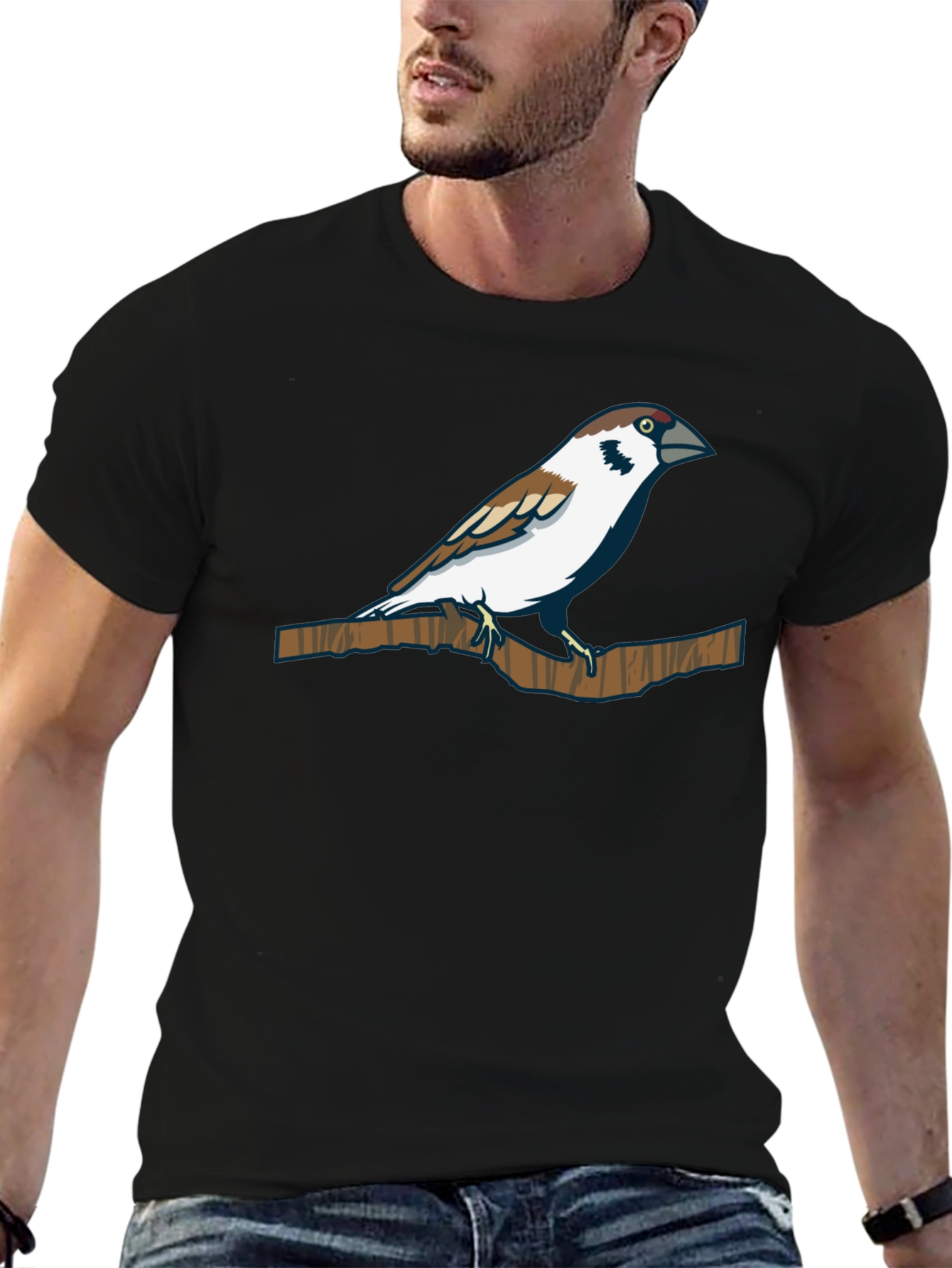 Sparrow Graphic Tee - Nature Inspired Print