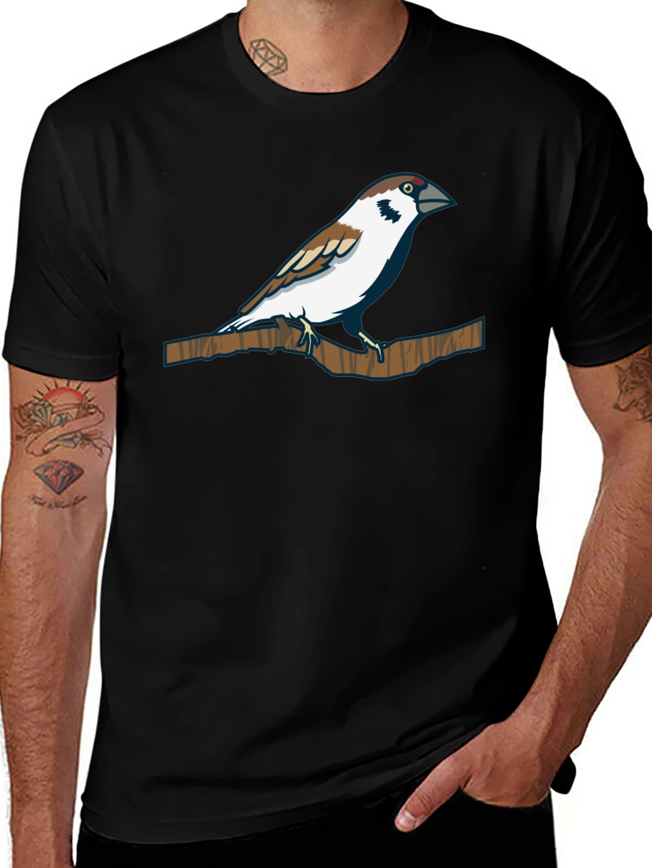 Sparrow Graphic Tee - Nature Inspired Print