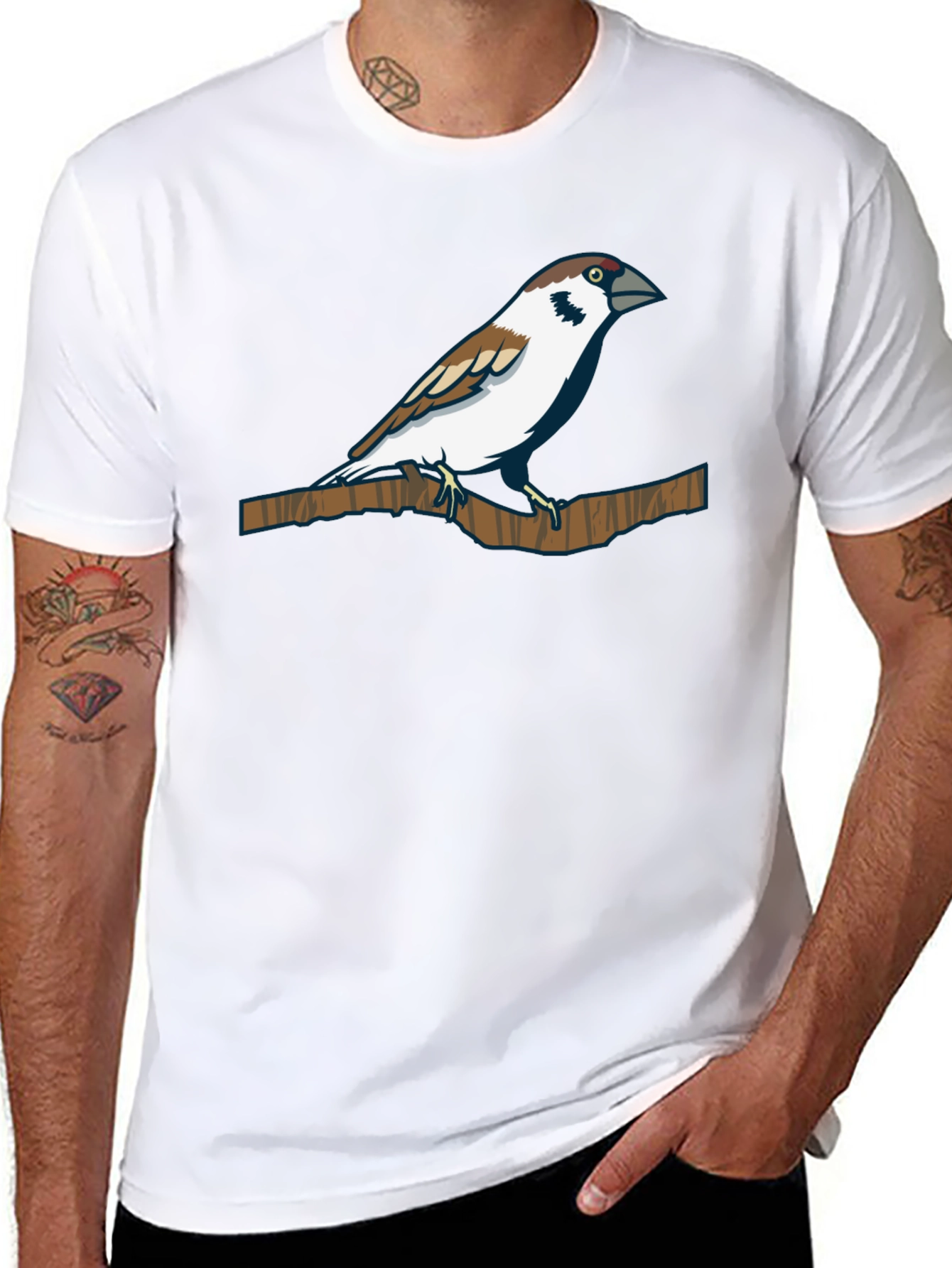 Sparrow Graphic Tee - Nature Inspired Print