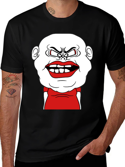 Cartoon Face Graphic Tee - Black