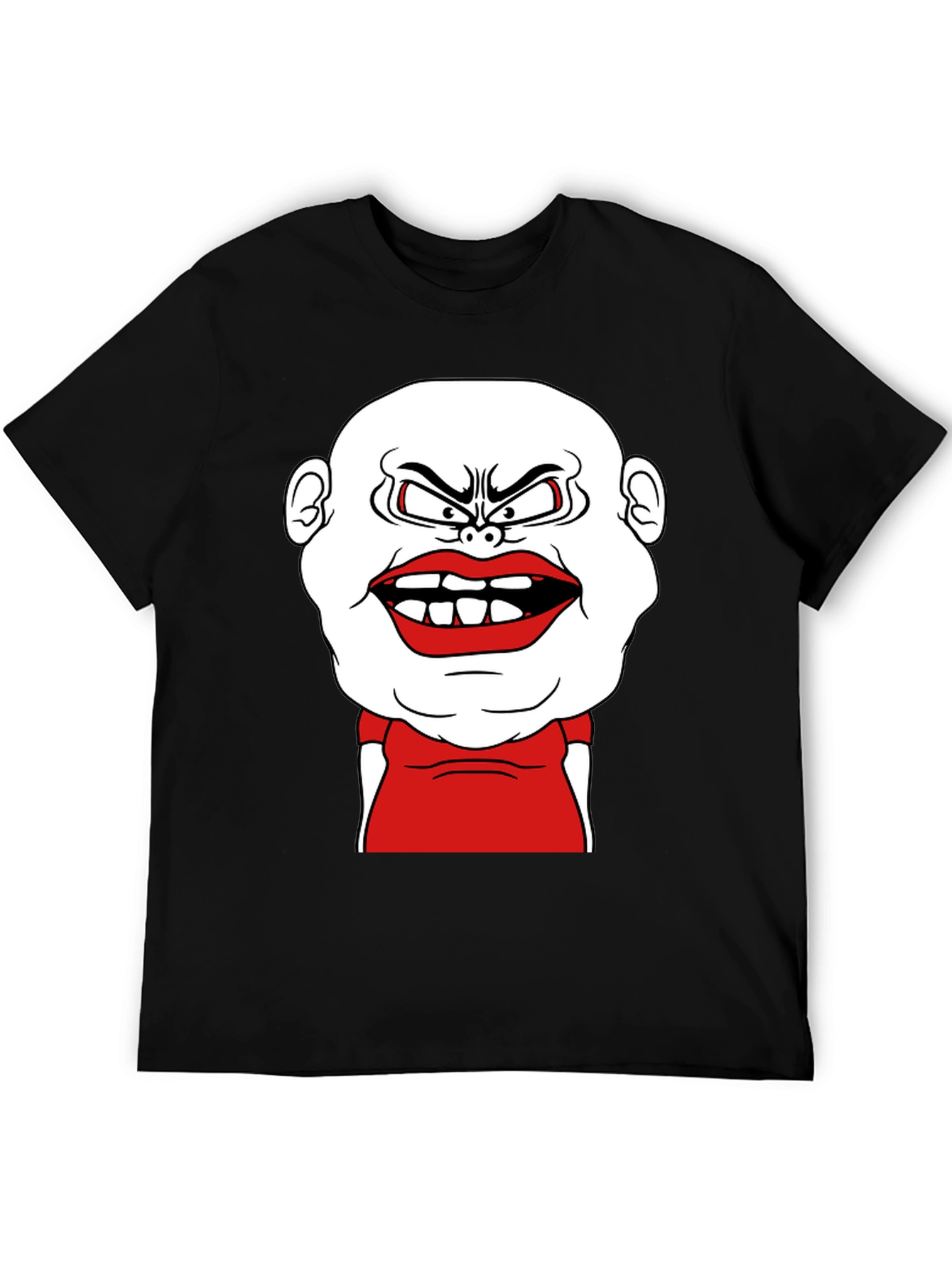 Cartoon Face Graphic Tee - Black