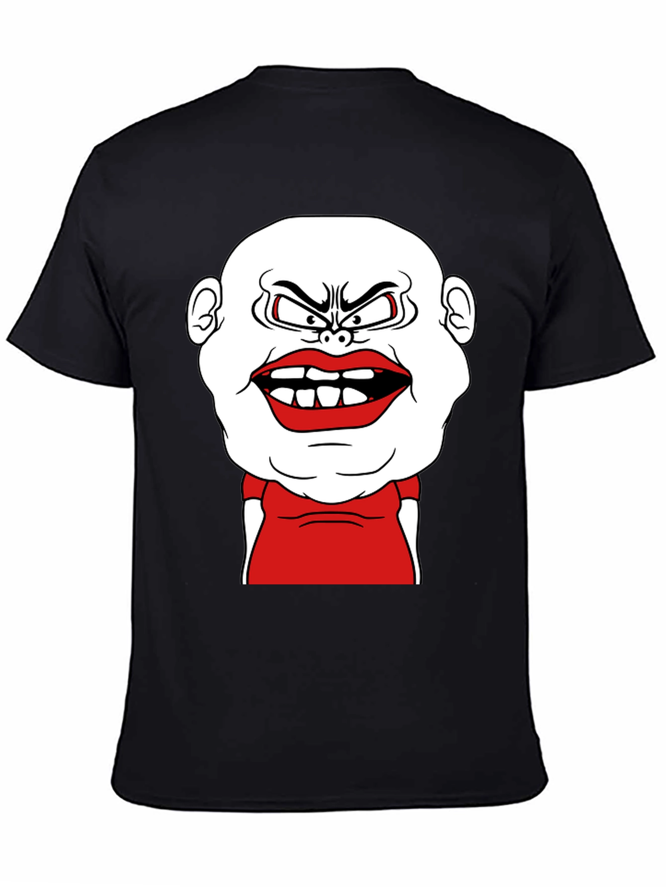 Cartoon Face Graphic Tee - Black