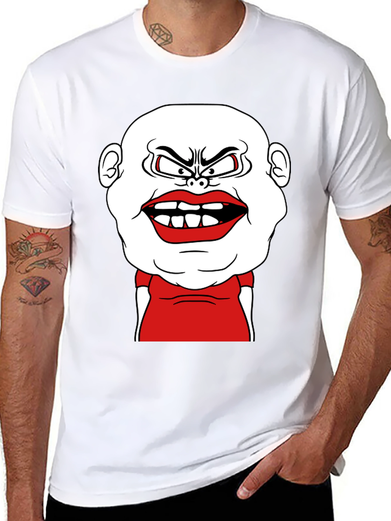 Cartoon Face Graphic Tee - Black