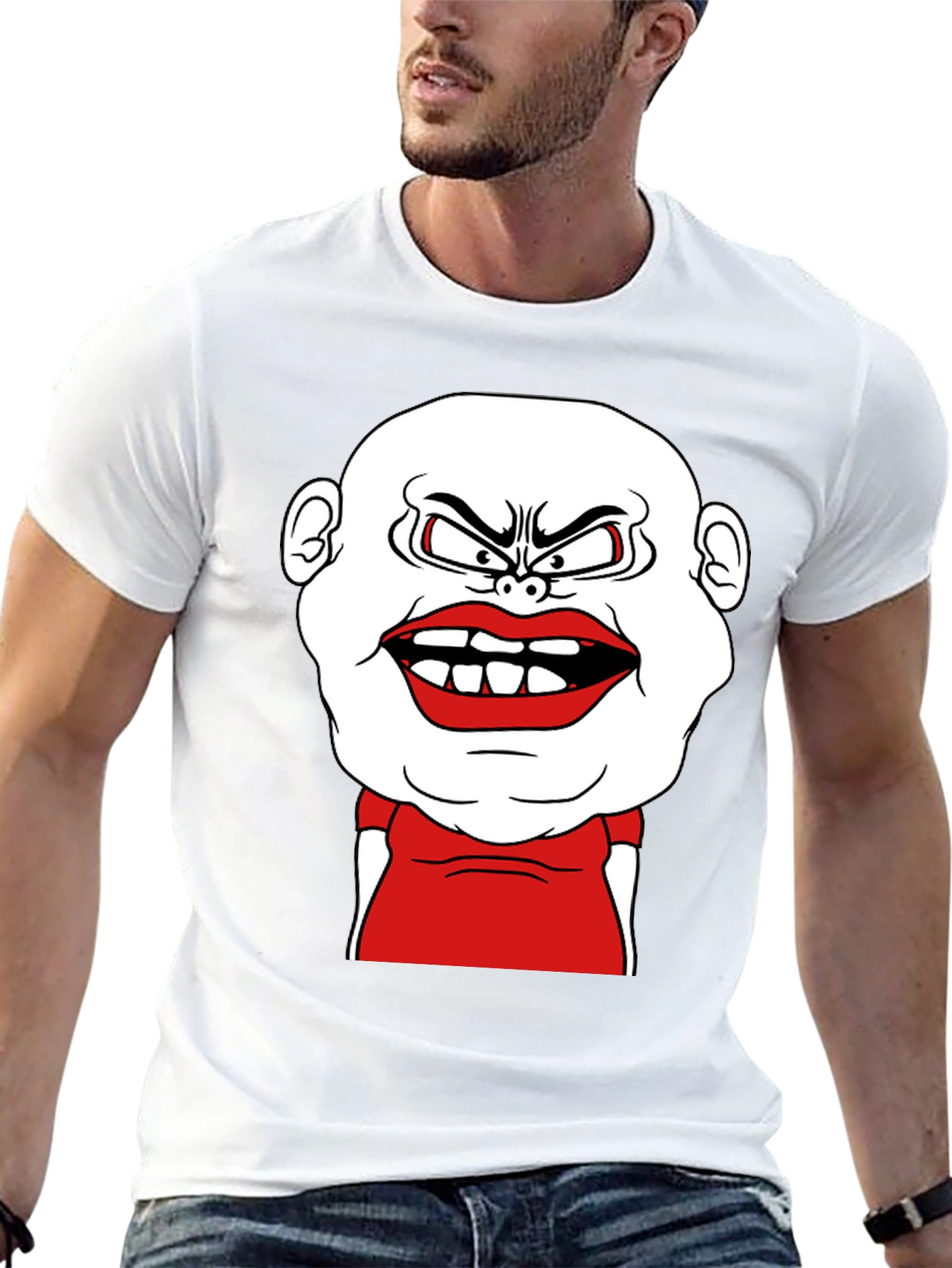 Cartoon Face Graphic Tee - Black