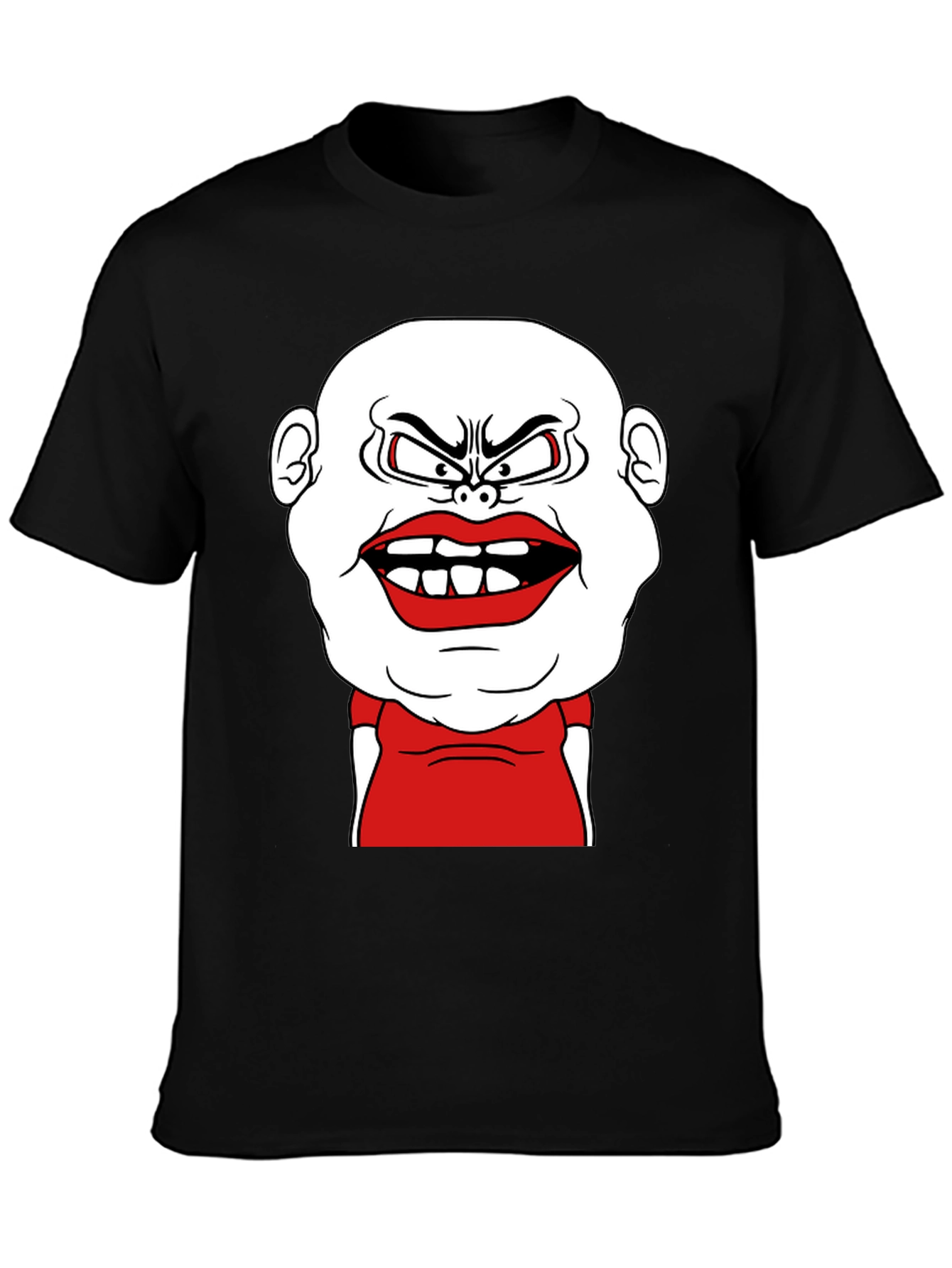 Cartoon Face Graphic Tee - Black