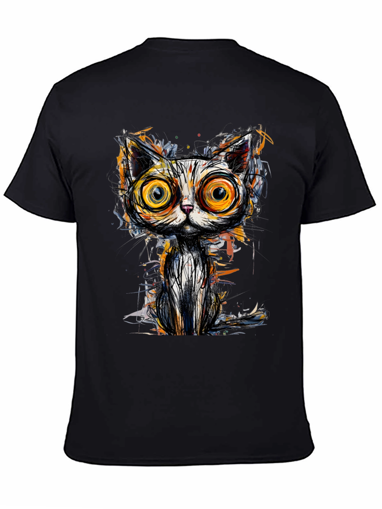Abstract Cat Graphic Tee - Unique Art T-Shirt