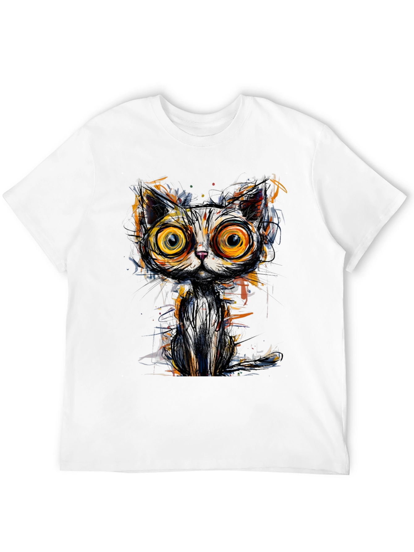 Abstract Cat Graphic Tee - Unique Art T-Shirt