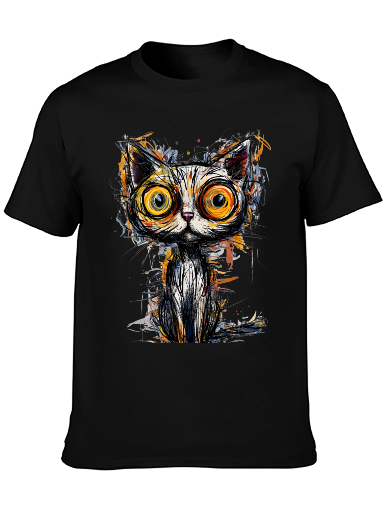 Abstract Cat Graphic Tee - Unique Art T-Shirt