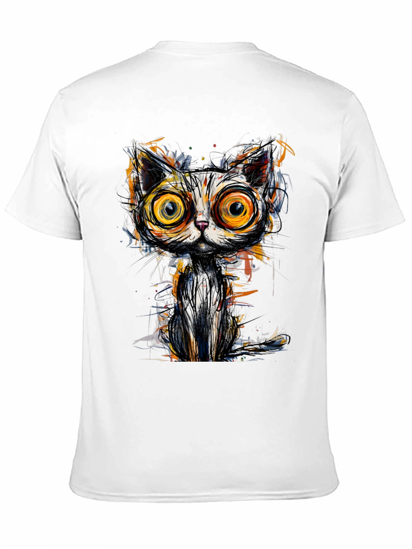 Abstract Cat Graphic Tee - Unique Art T-Shirt