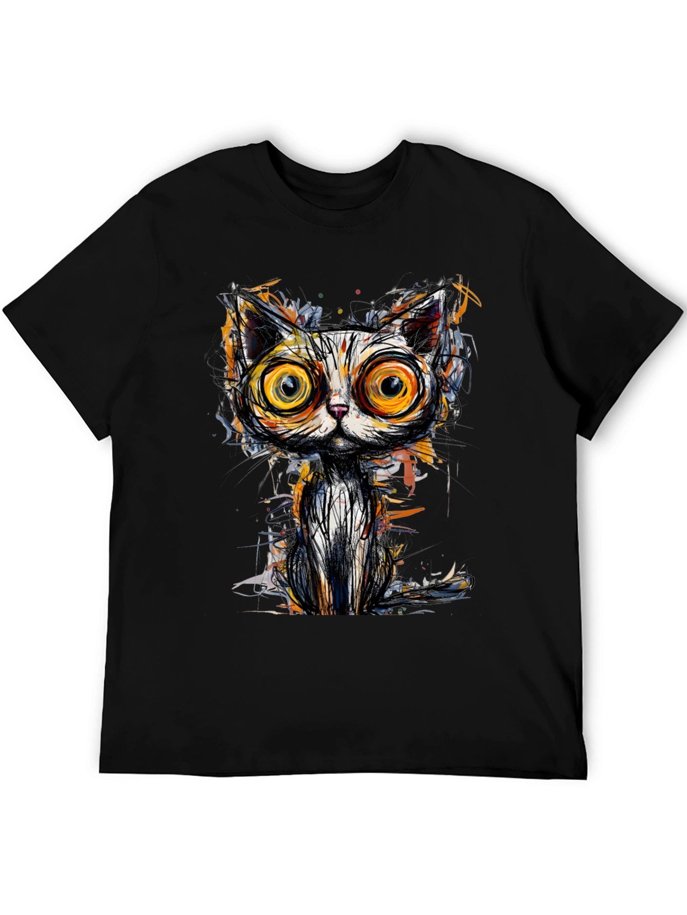 Abstract Cat Graphic Tee - Unique Art T-Shirt