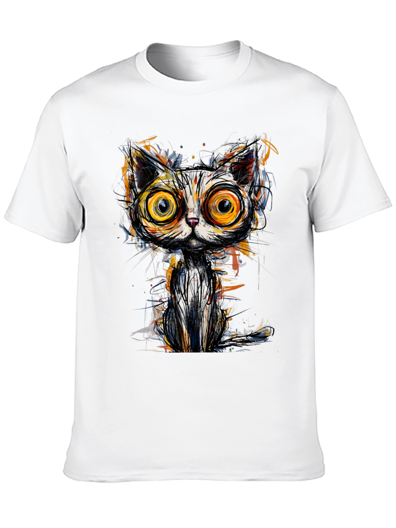 Abstract Cat Graphic Tee - Unique Art T-Shirt