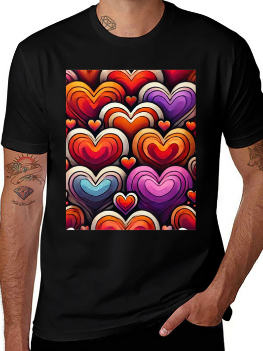 Heart Pattern Graphic Tee - Stylish and Unique