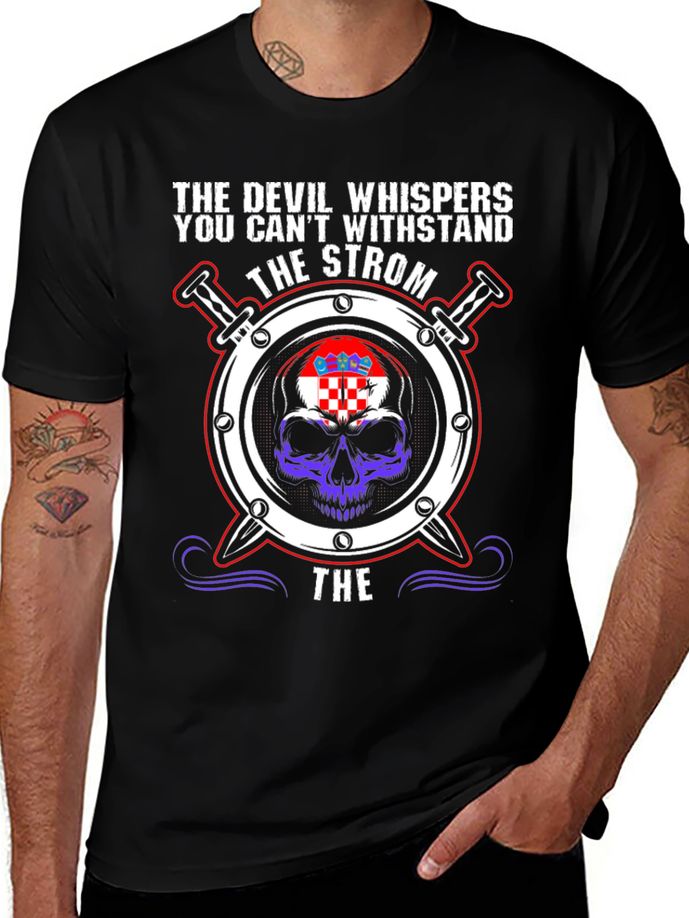 Devil Whispers Storm Croatia Skull T-Shirt