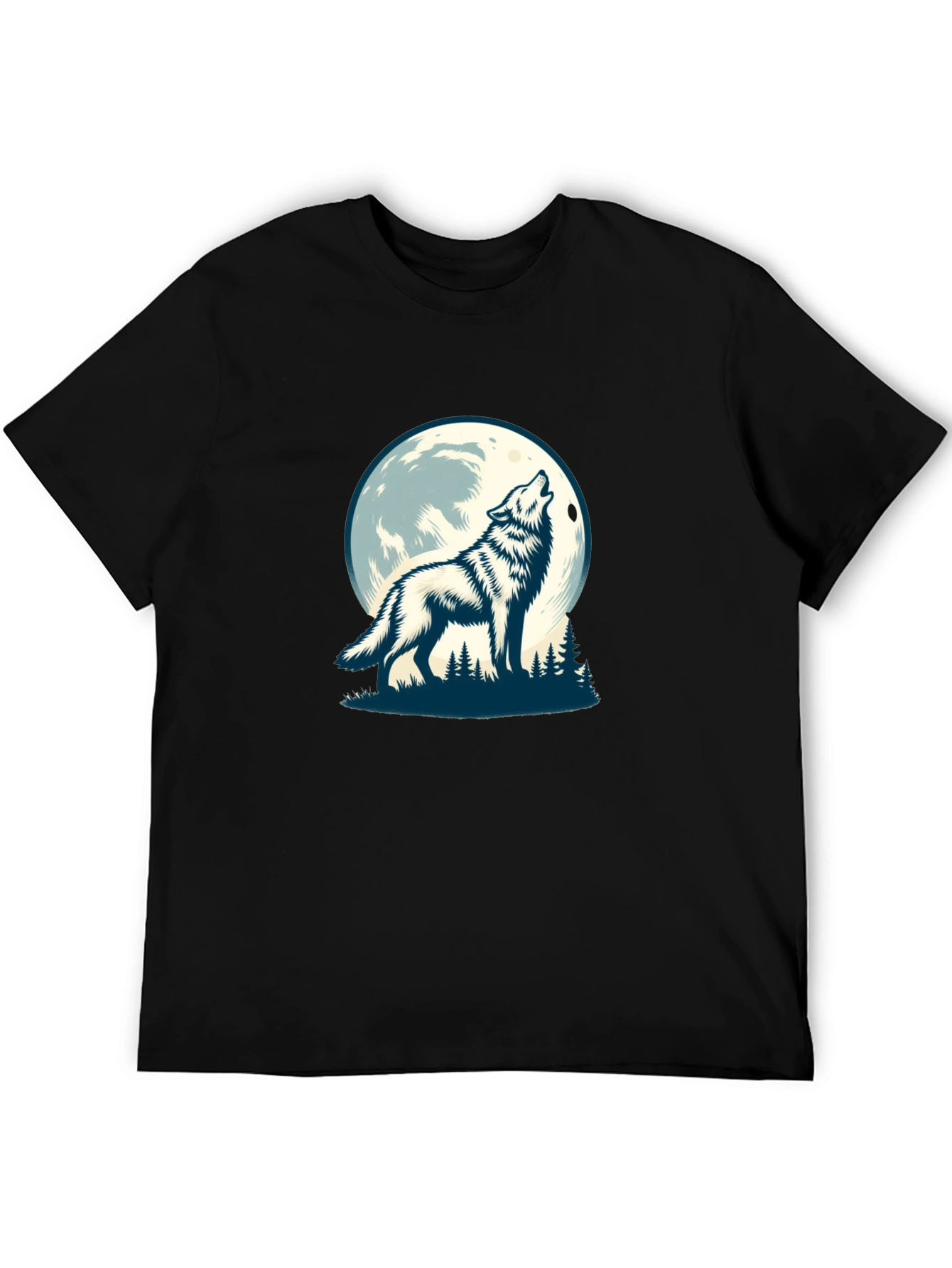 Wolf Moon Graphic Tee - Black Cotton Blend