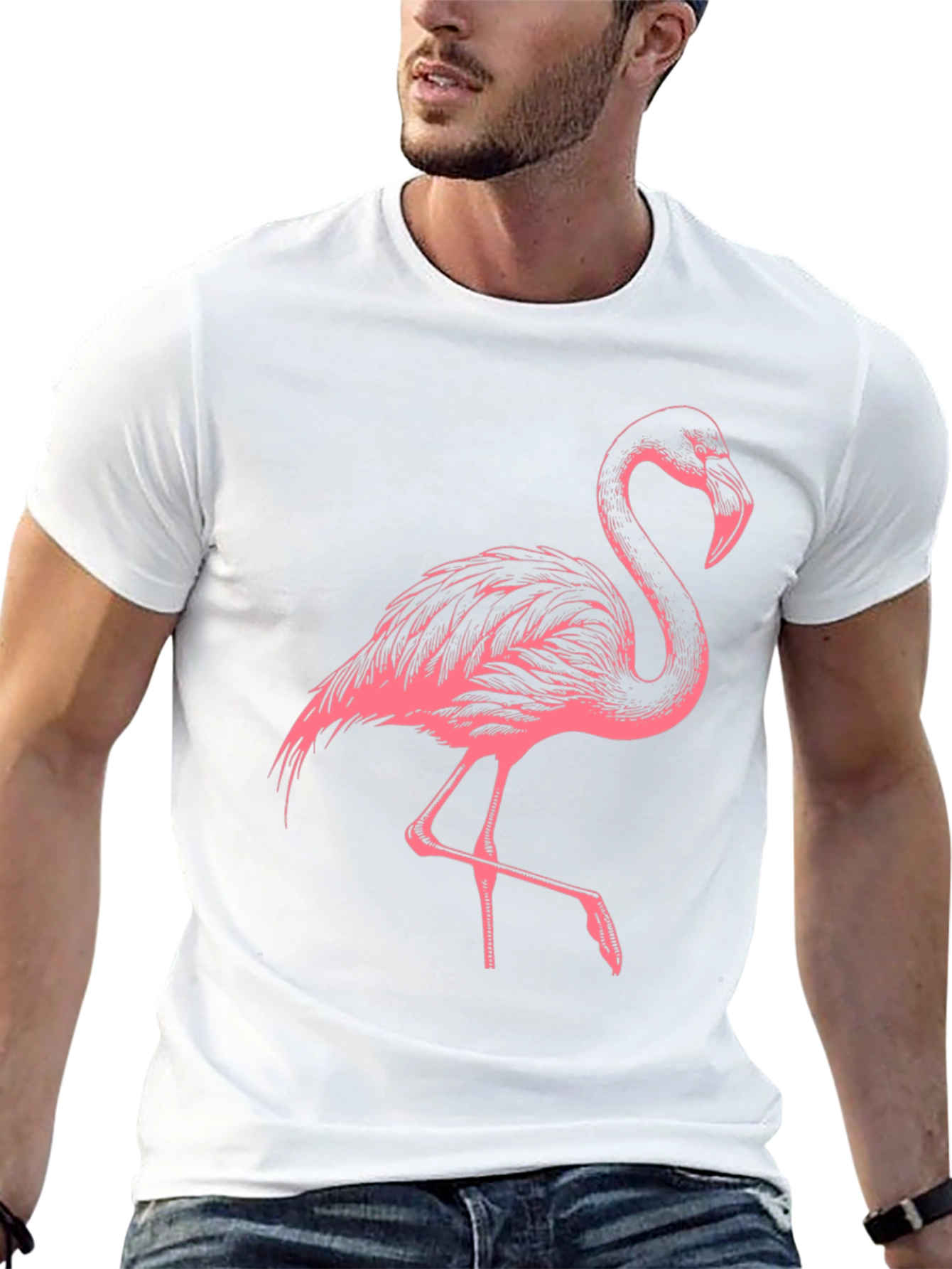 Pink Flamingo Graphic Black T-Shirt