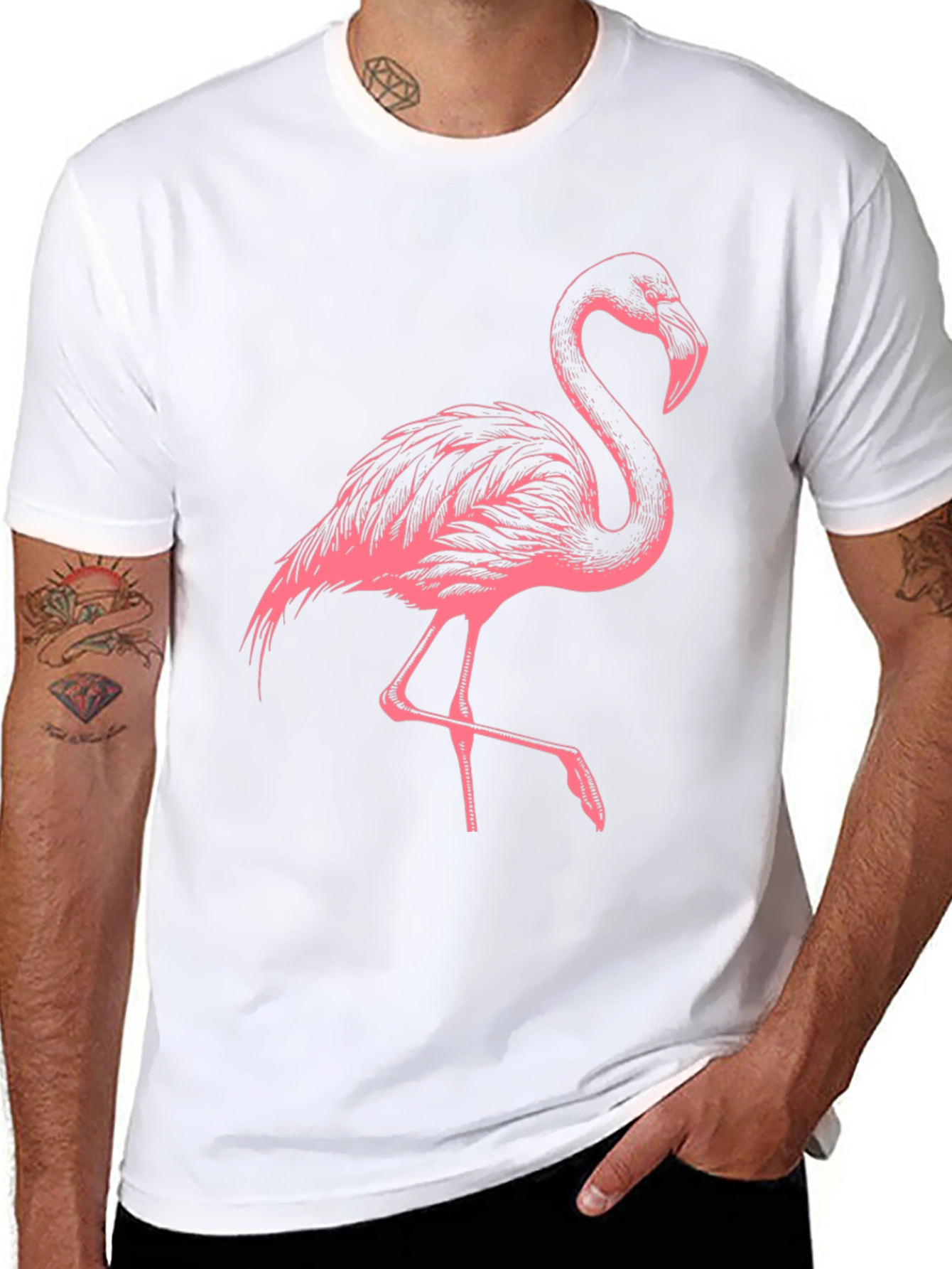 Pink Flamingo Graphic Black T-Shirt