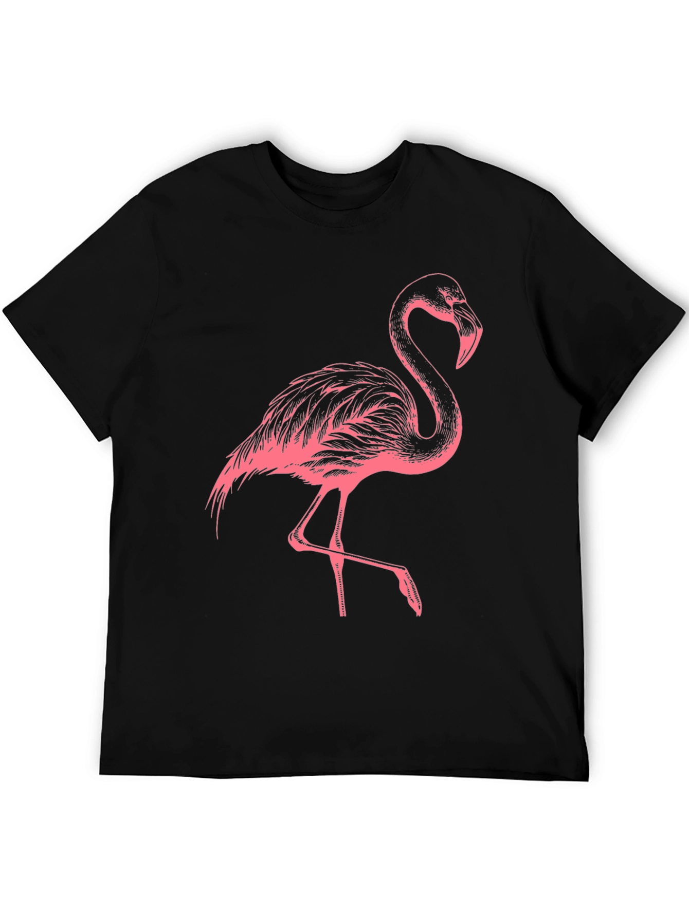 Pink Flamingo Graphic Black T-Shirt