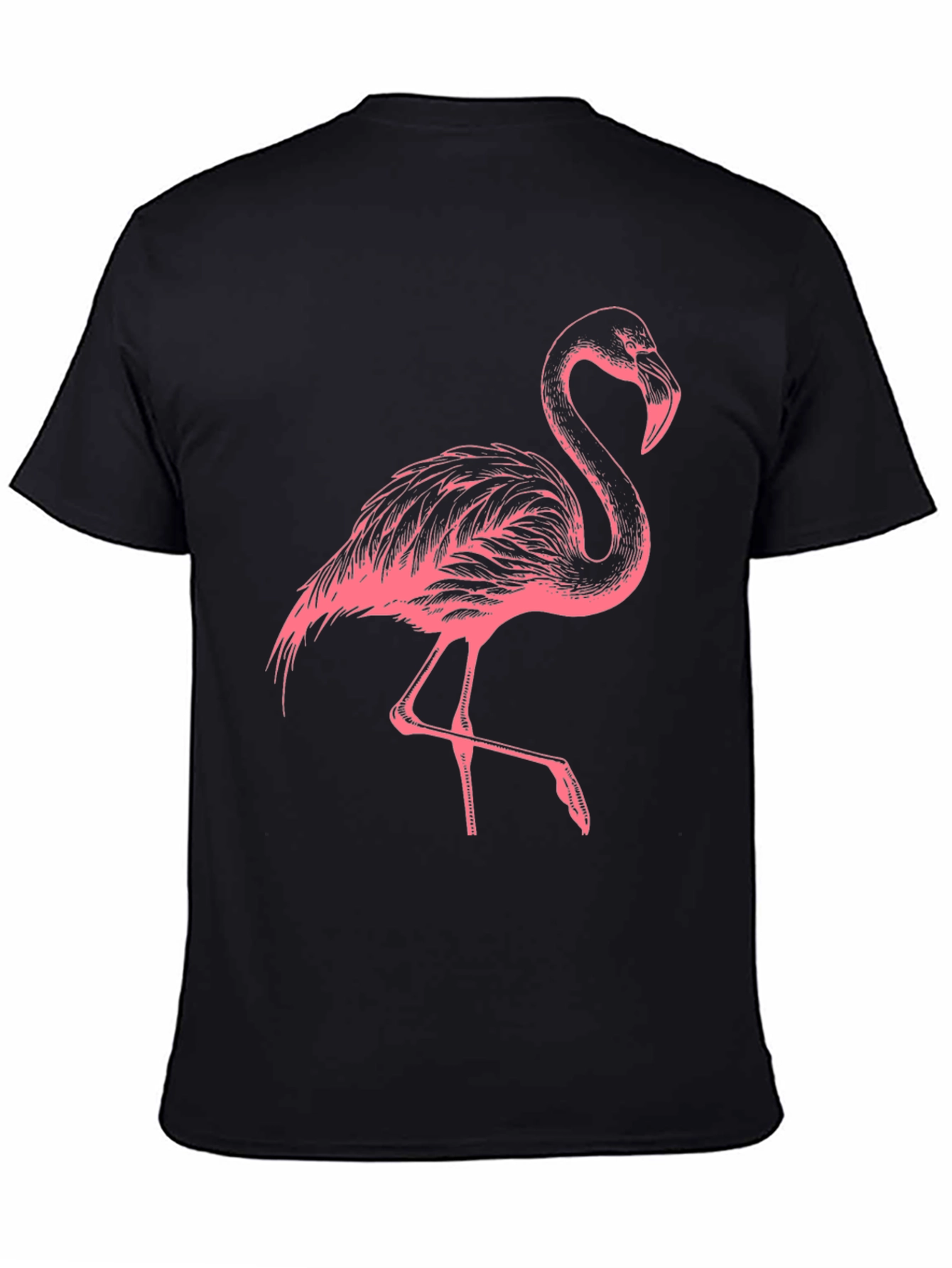 Pink Flamingo Graphic Black T-Shirt