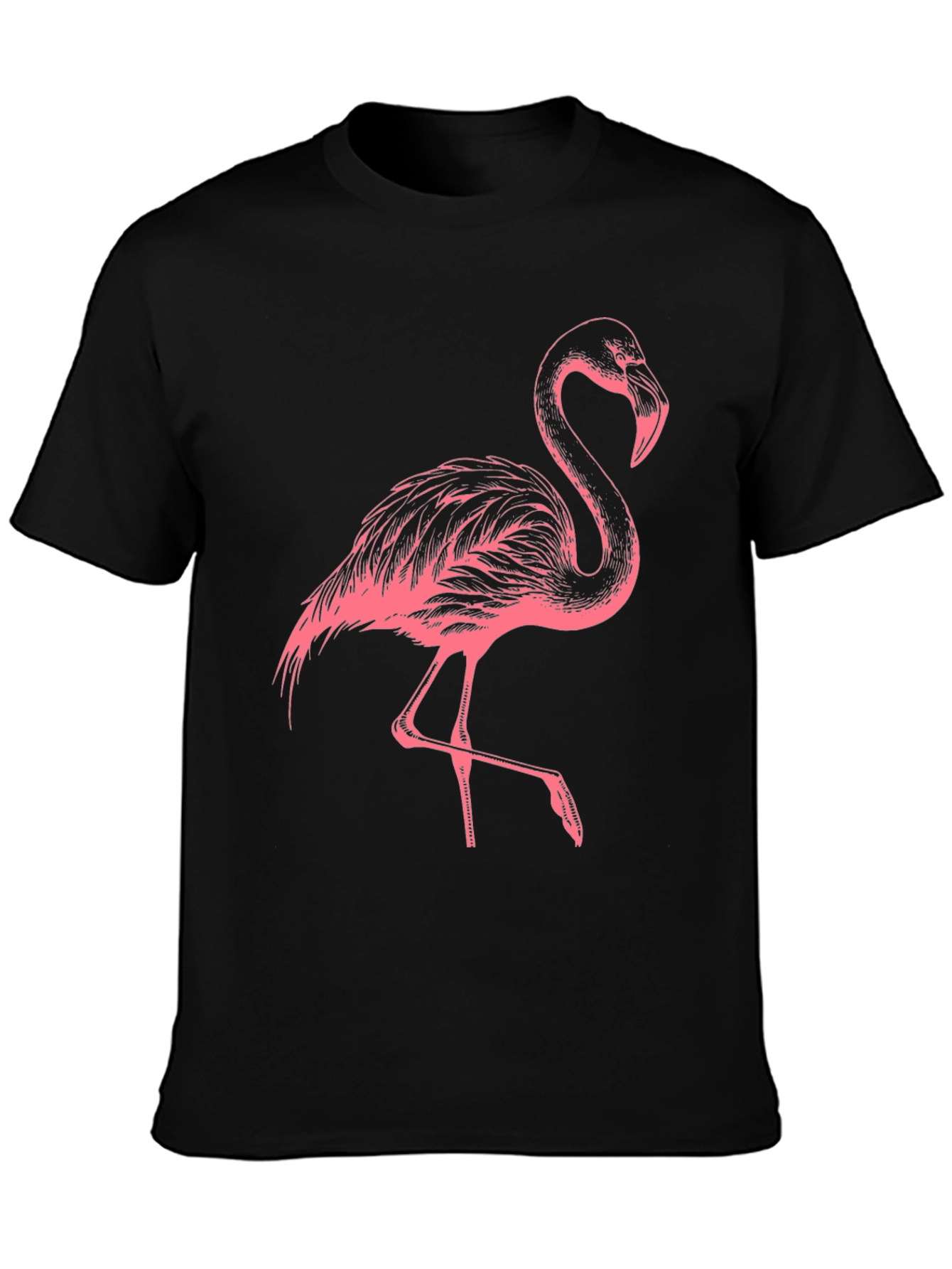 Pink Flamingo Graphic Black T-Shirt