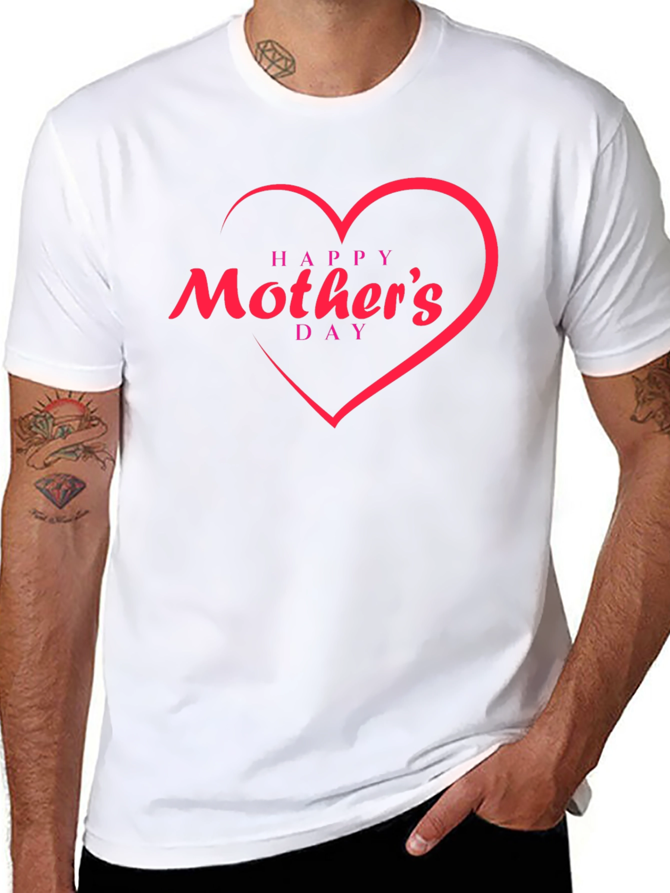 Happy Mothers Day Black T-Shirt with Heart Design