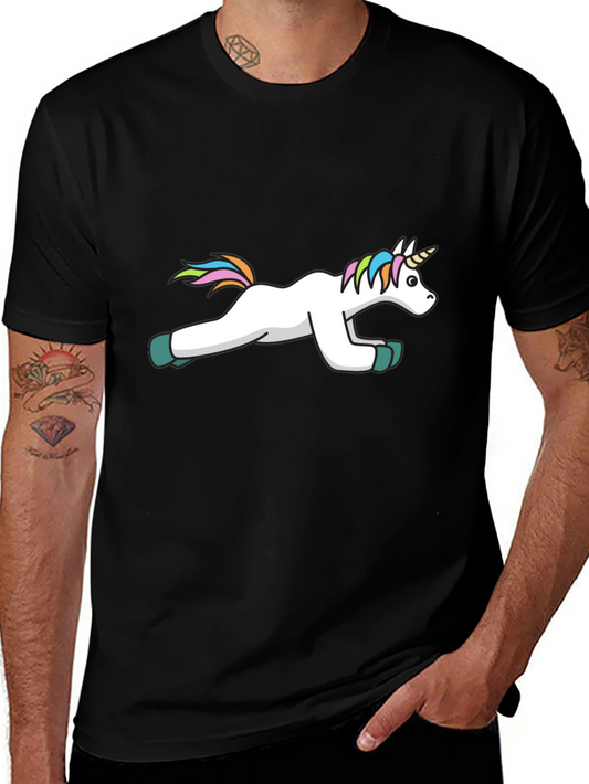 Unicorn Plank Black T-Shirt - Workout Humor Tee