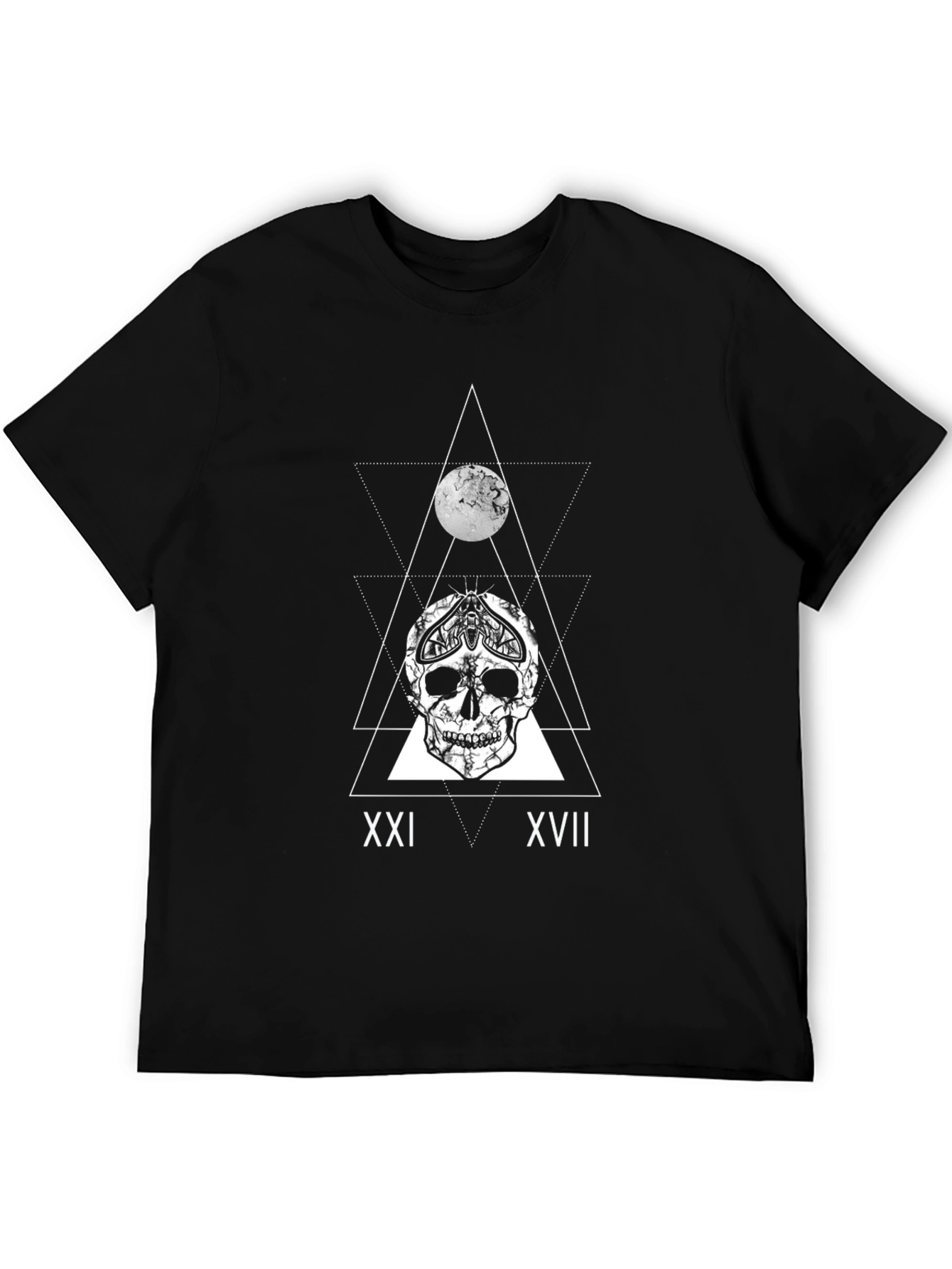 Skull & Moon Graphic Tee - Black Cotton T-Shirt
