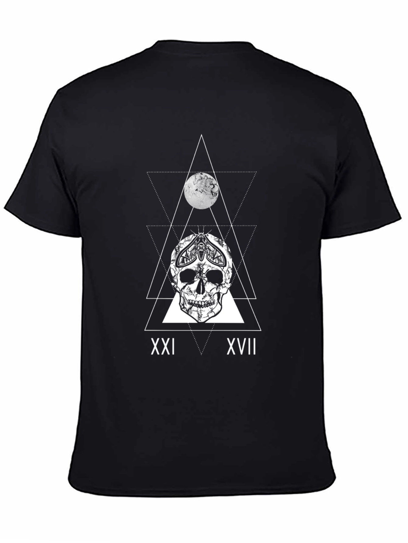Skull & Moon Graphic Tee - Black Cotton T-Shirt