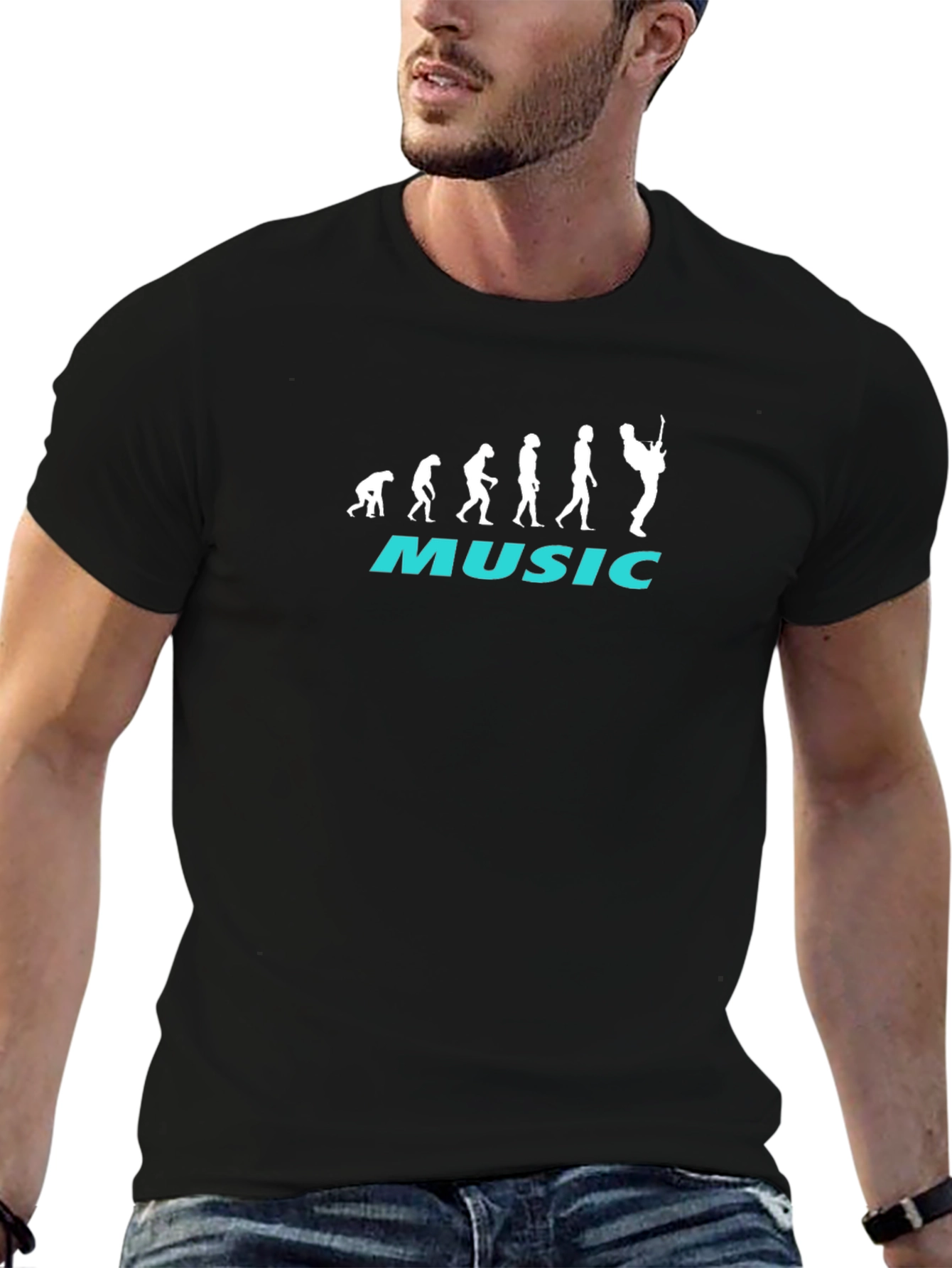 Music Evolution Graphic T-Shirt - Black