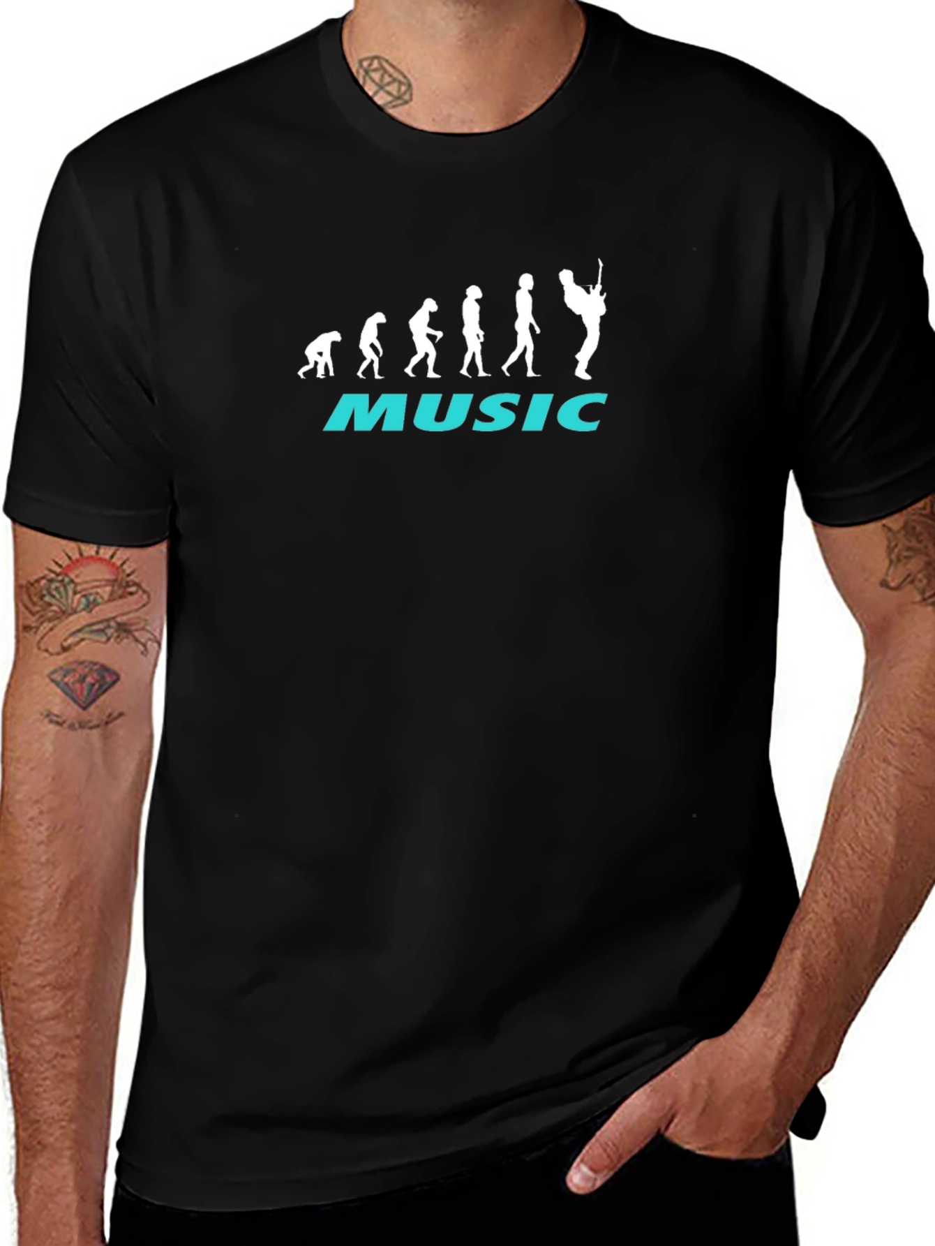 Music Evolution Graphic T-Shirt - Black