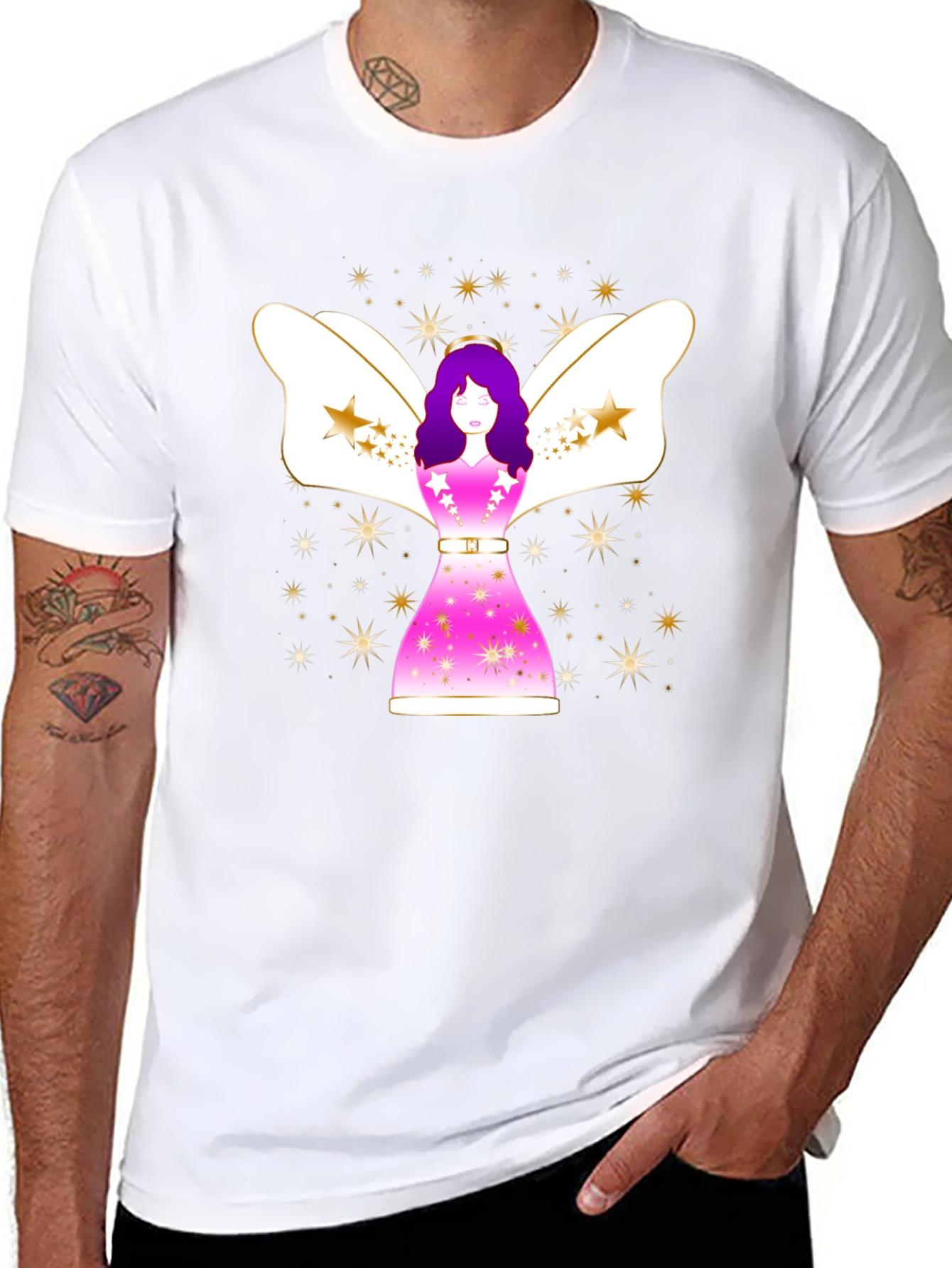 Angel Star Graphic Black T-Shirt