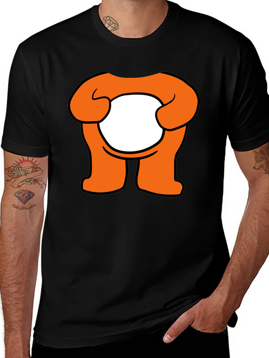 Orange Cartoon Character Graphic Black T-Shirt