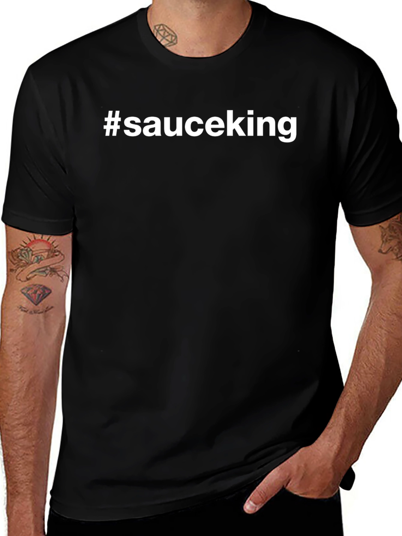 #sauceking Black Crew Neck T-Shirt