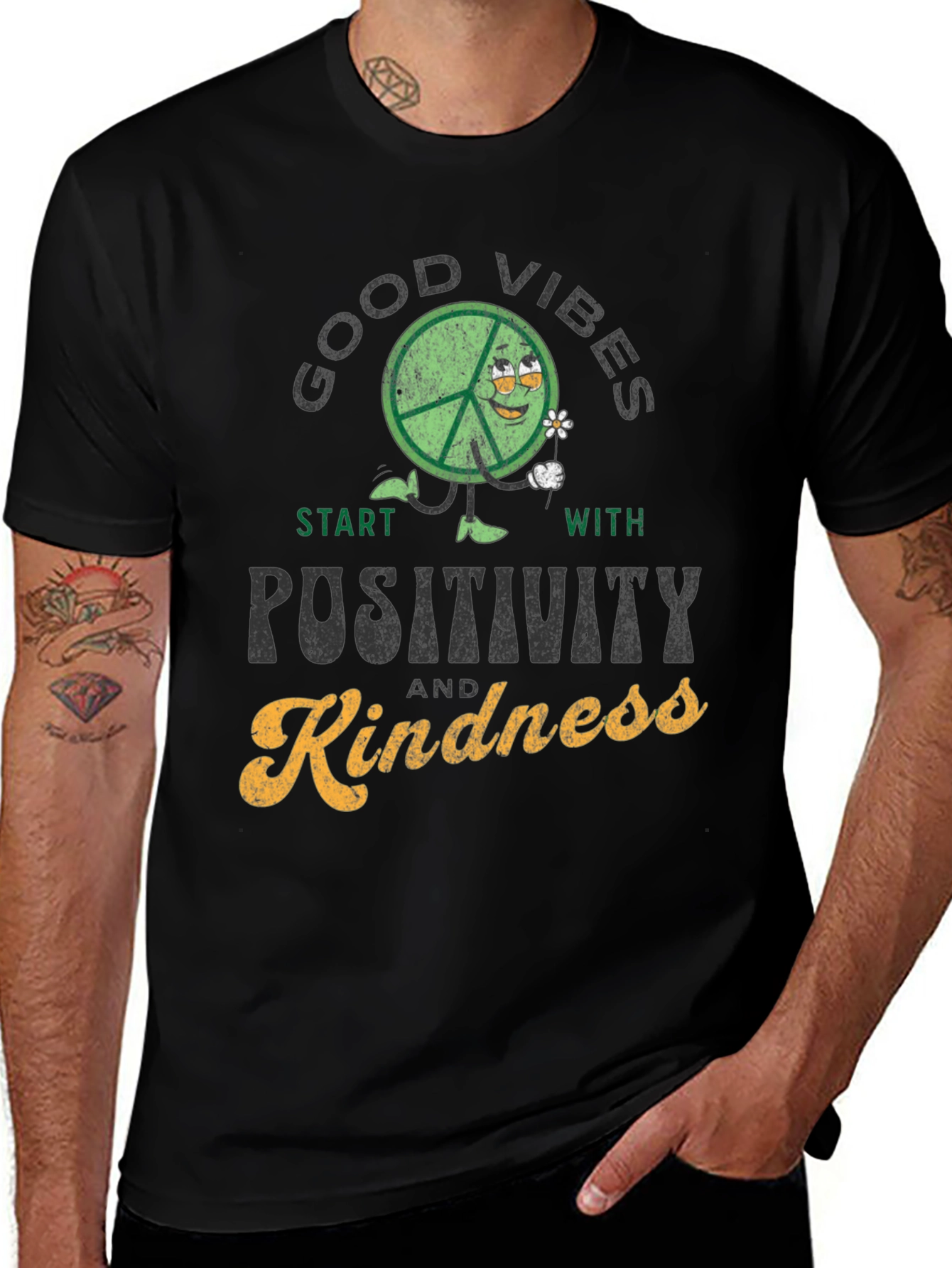 Good Vibes Positivity Kindness Graphic T-Shirt