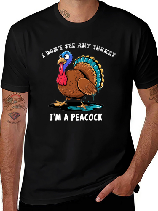 Funny Turkey Peacock Graphic T-Shirt