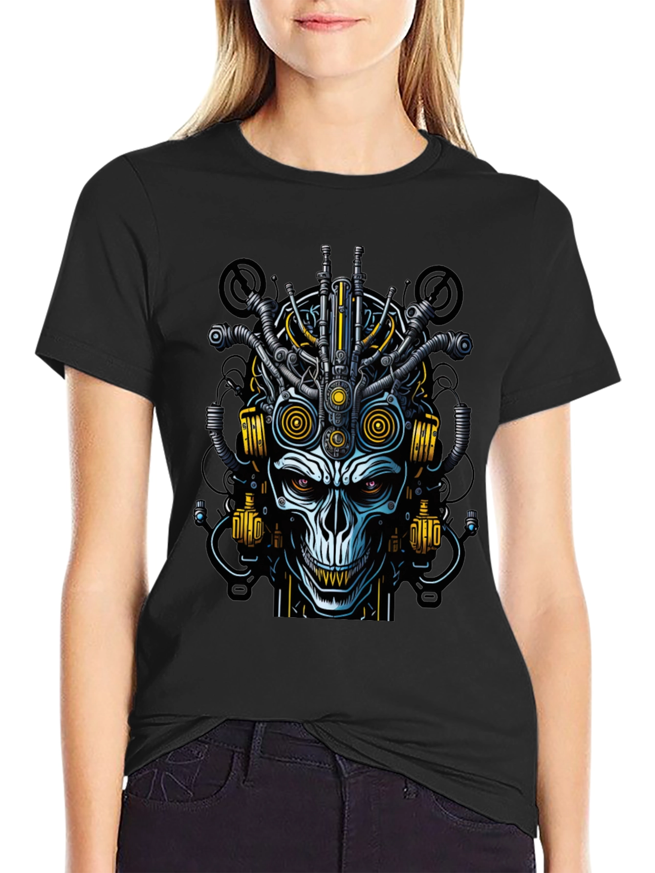 Steampunk Skull Graphic Tee - Mens Black T-Shirt