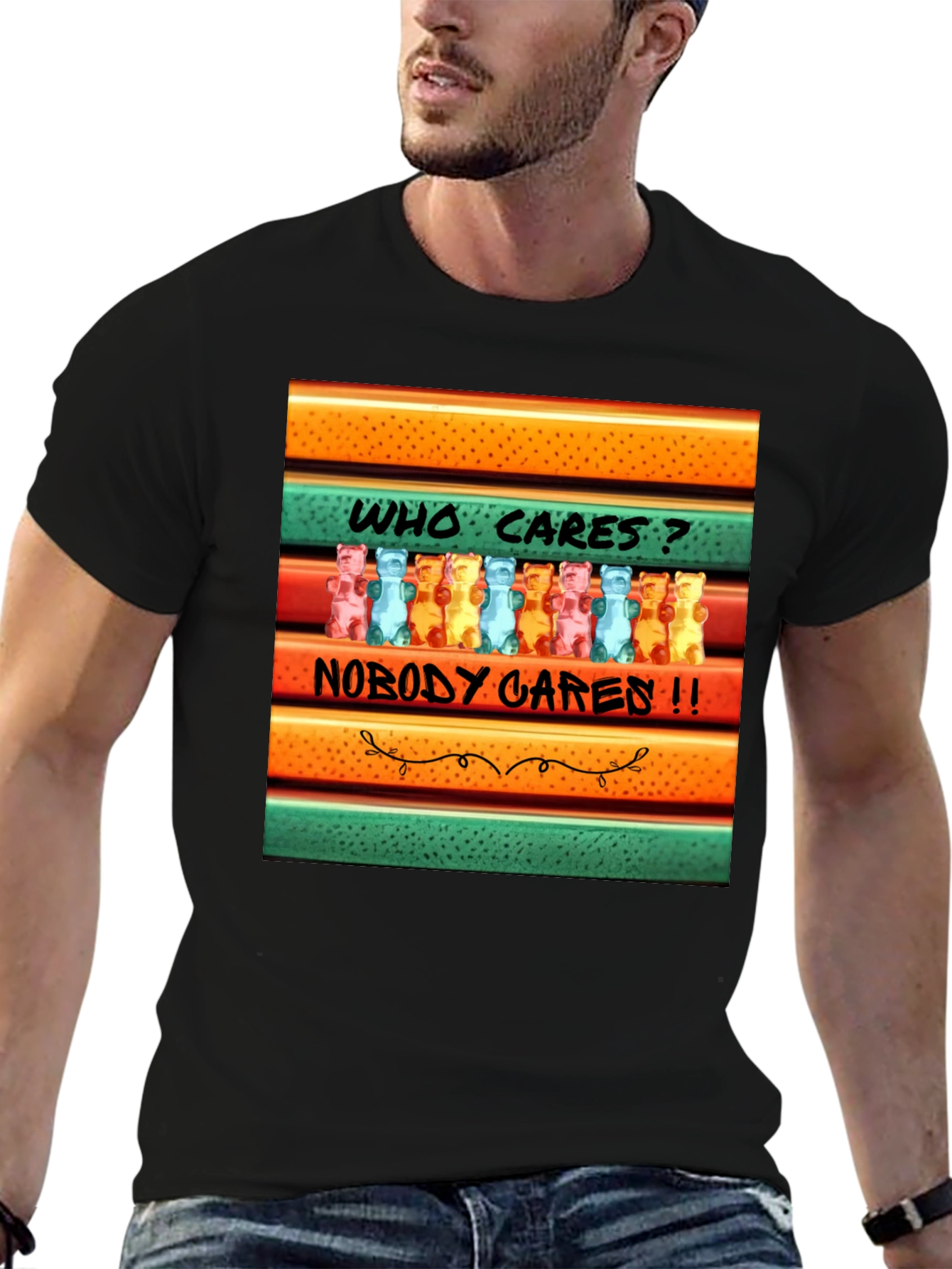 Funny Gummy Bear T-Shirt: Who Cares? Nobody Cares!