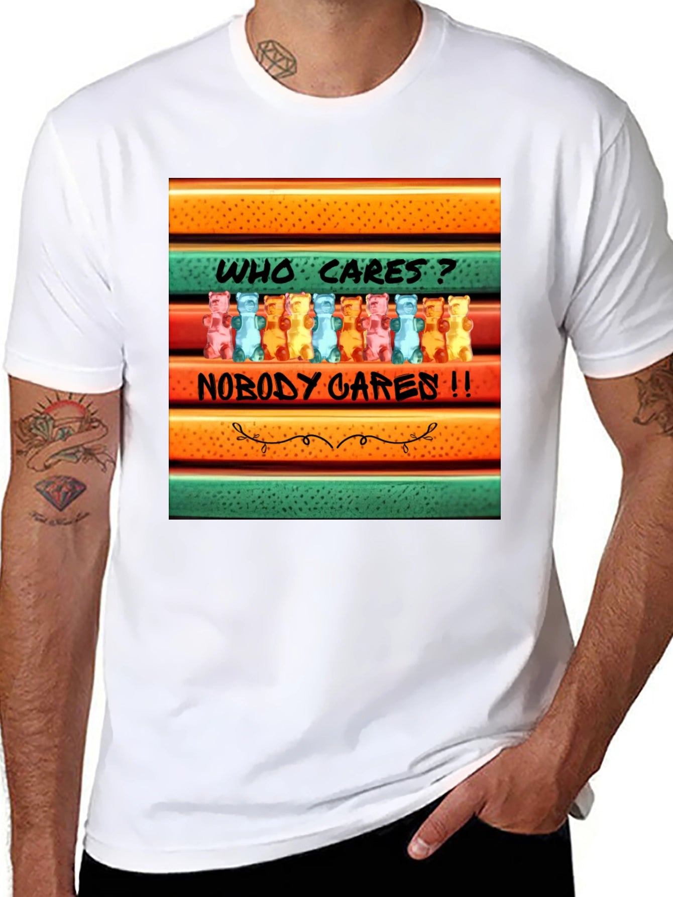 Funny Gummy Bear T-Shirt: Who Cares? Nobody Cares!