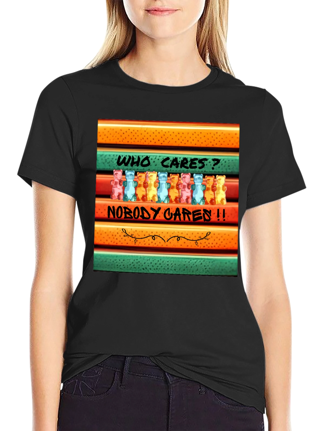 Funny Gummy Bear T-Shirt: Who Cares? Nobody Cares!