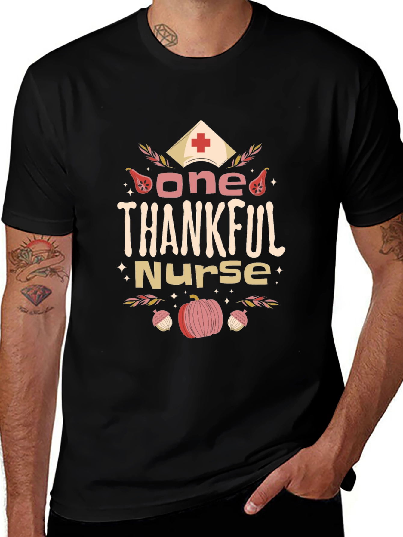 One Thankful Nurse T-Shirt Autumn Thanksgiving Top